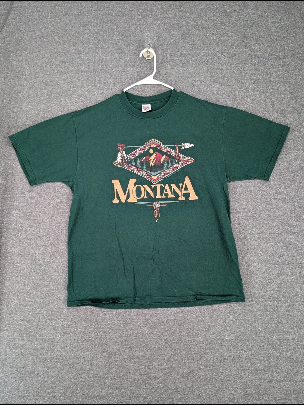 Jerzees Montana Graphic Tee - Forest Green with Gold Print